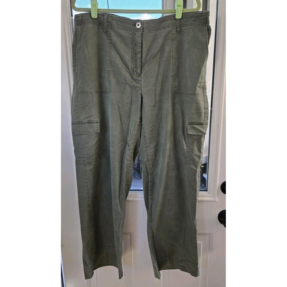 J. Jill Denim Stretch Relaxed Straight Leg Cargo Pants Olive Women 20